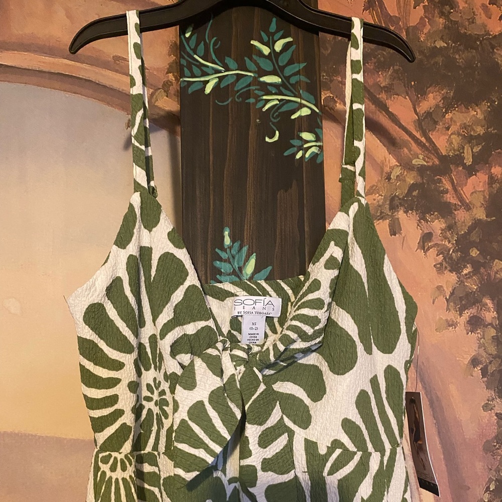 Sofia Vergara Green Abstract Seashell Print Maxi Dress with Pockets - Picture 4 of 8
